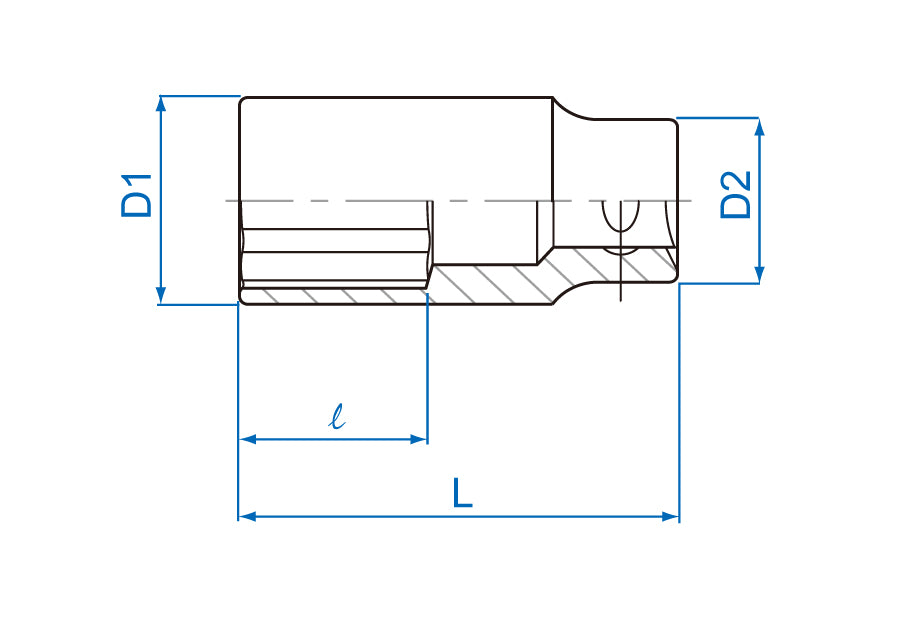 Socket Largo 3/8" x 13 mm 6 Puntas