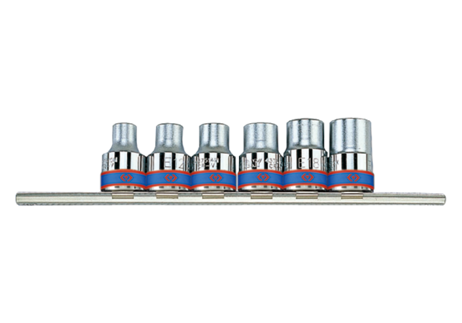 Juego de Socket Torx Hembra Estándar 1/2" E10-E20 con Riel 6 Piezas | King Tony