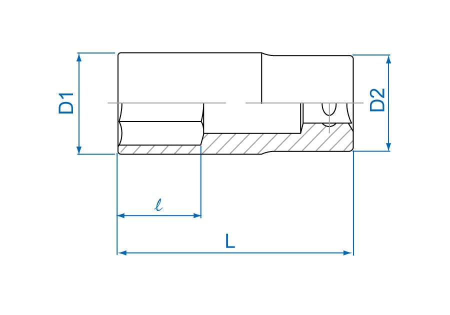 Socket Largo 1/2" x 29 mm 6 Puntas