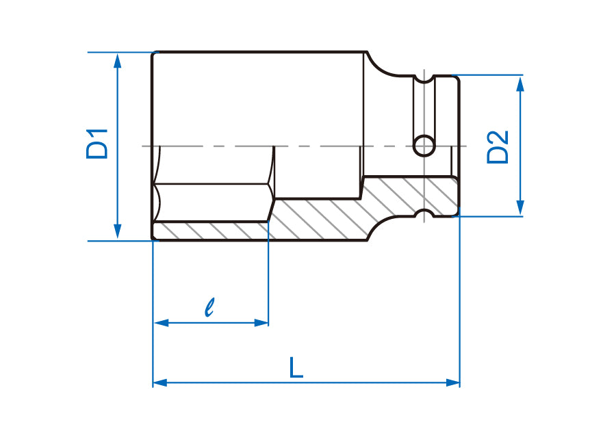 Socket de Impacto Largo 3/4" x 27 mm 6 Puntas