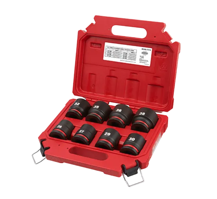 Juego de Socket Impacto Corto 3/4" 26-38 mm 6PT 8 Piezas Milwaukee