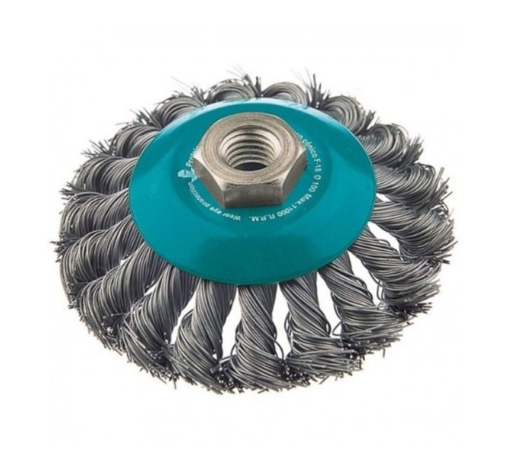 Cepillo Cónico Entorchado Inoxidable 4" x 5/8-11 Fecin