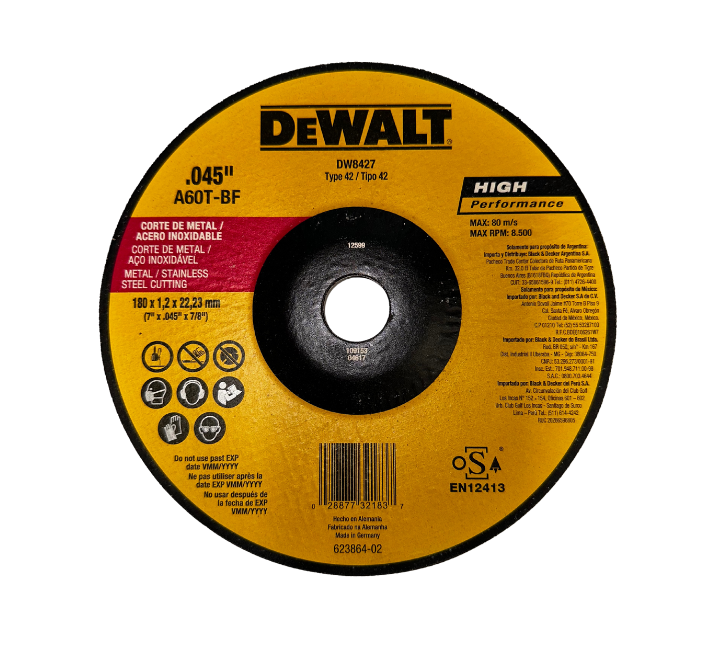 Disco Corte Delgado 7" x 0.045" x 7/8" DeWalt