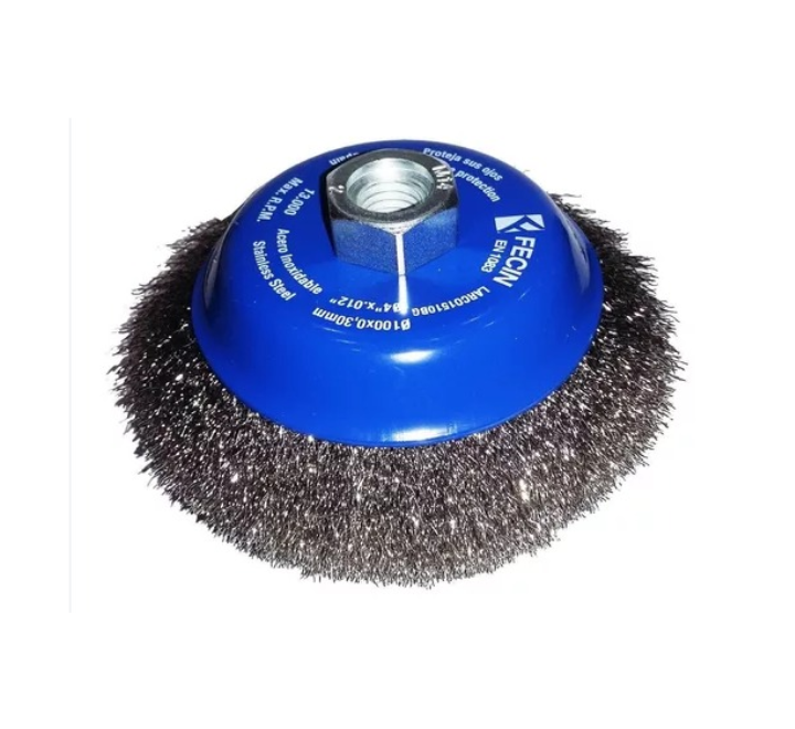Cepillo Cónico Inoxidable 4" x 5/8-11 Fecin