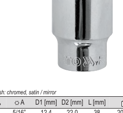Socket Corto 1/2 x 3/4 6 Puntas Yato YT-5086 - foto oficial catalogo fabricante