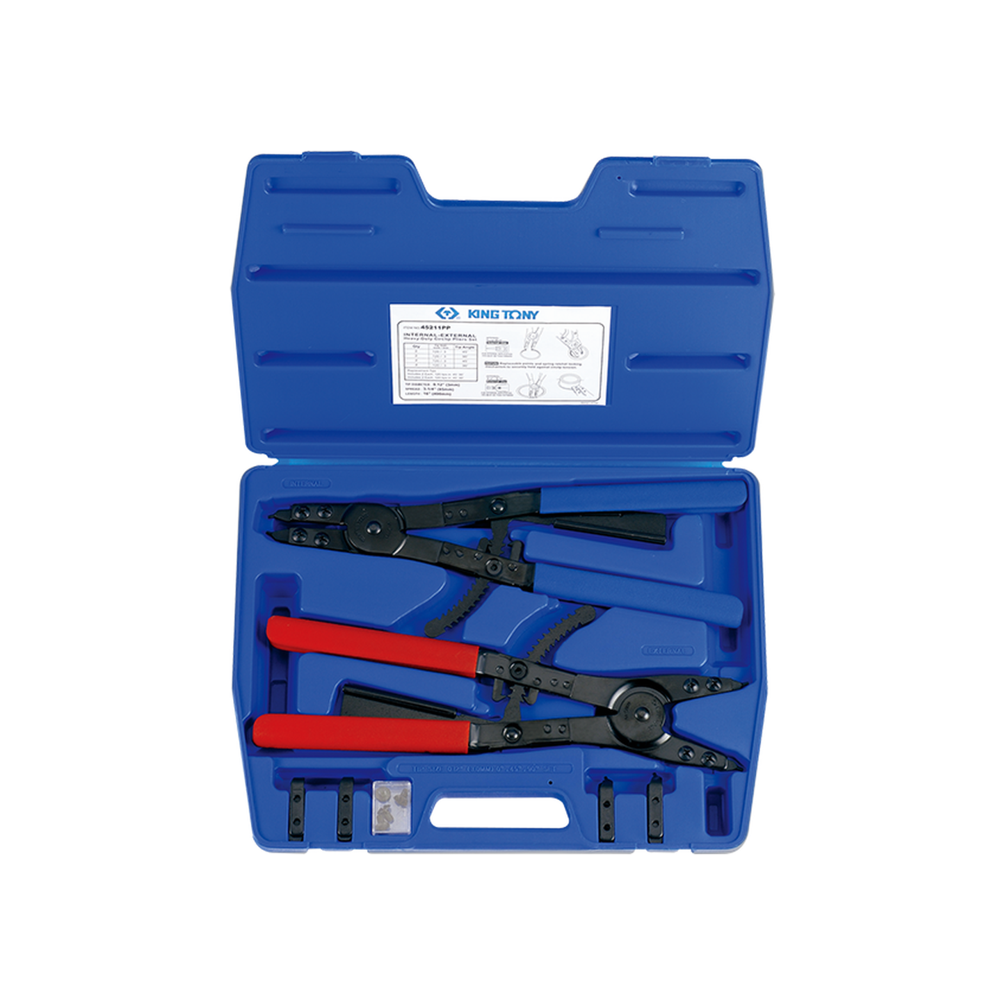 Juego de Alicate Arandela Interior/Exterior Intercambiable 16" 11 Piezas | King Tony
