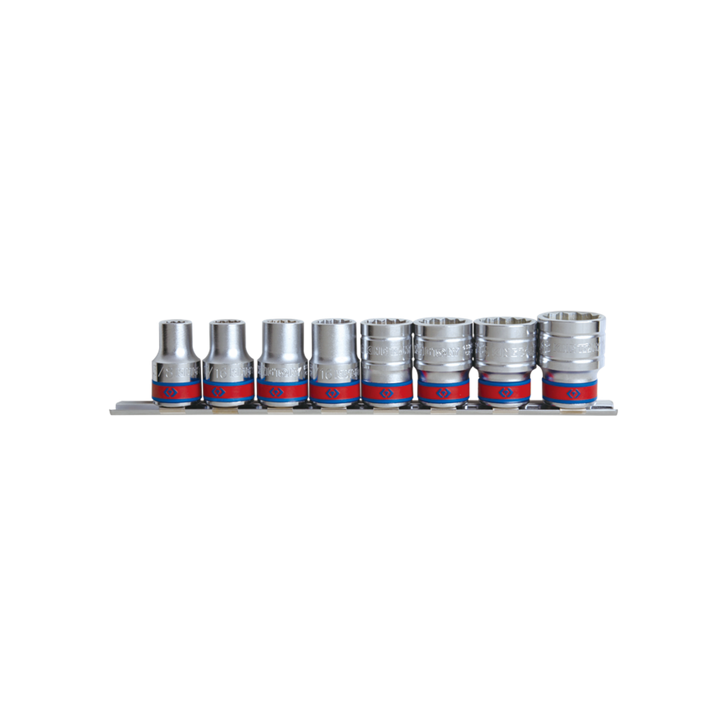 Juego de Socket 1/2" 3/8"-7/8" 6 Puntas en Riel 8 Piezas | King Tony