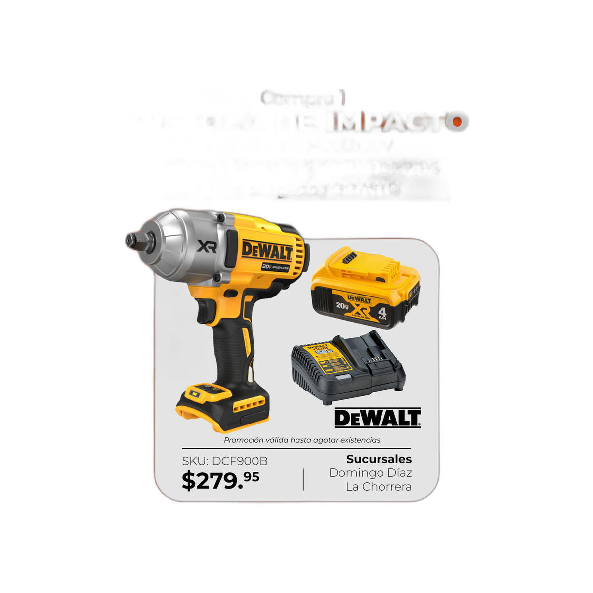 Pistola de Impacto 1/2" 1750 Libras/ft 20 V + 1 Batería 5 AH PowerPack + Cargador + Maletín | DeWalt