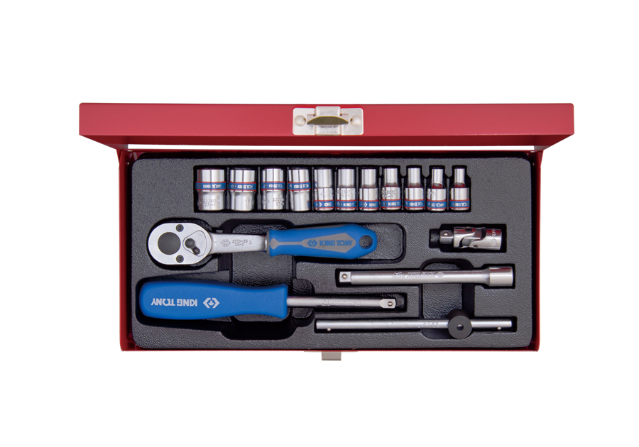 Juego de Socket 1/4" 4-13 mm 6 Puntas 16 Piezas King Tony