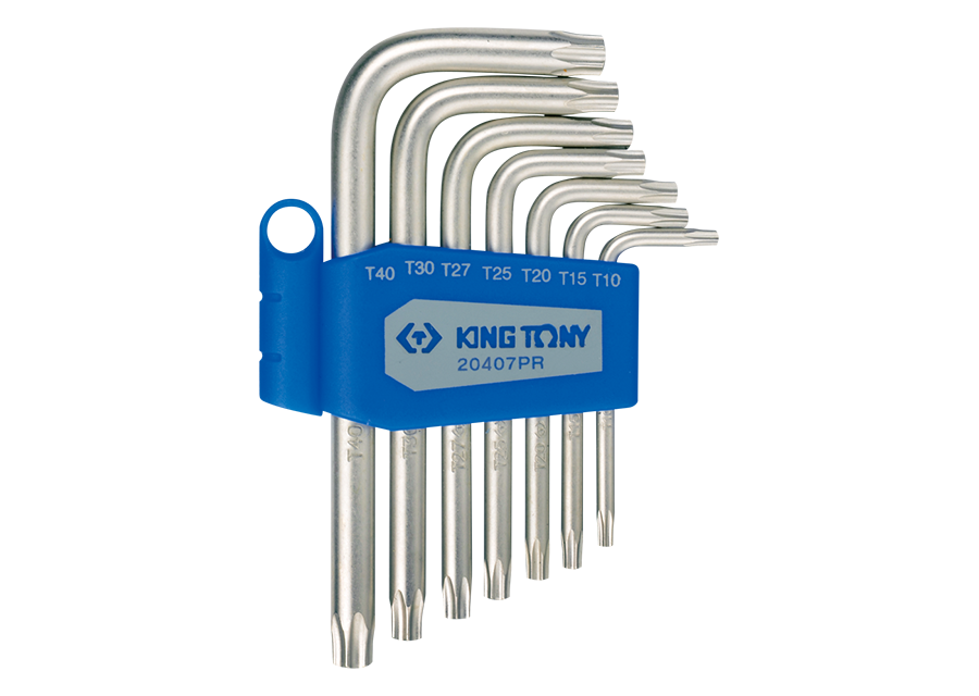 Juego de Llave L Torx 7 Piezas Seguridad T10-T40 King Tony