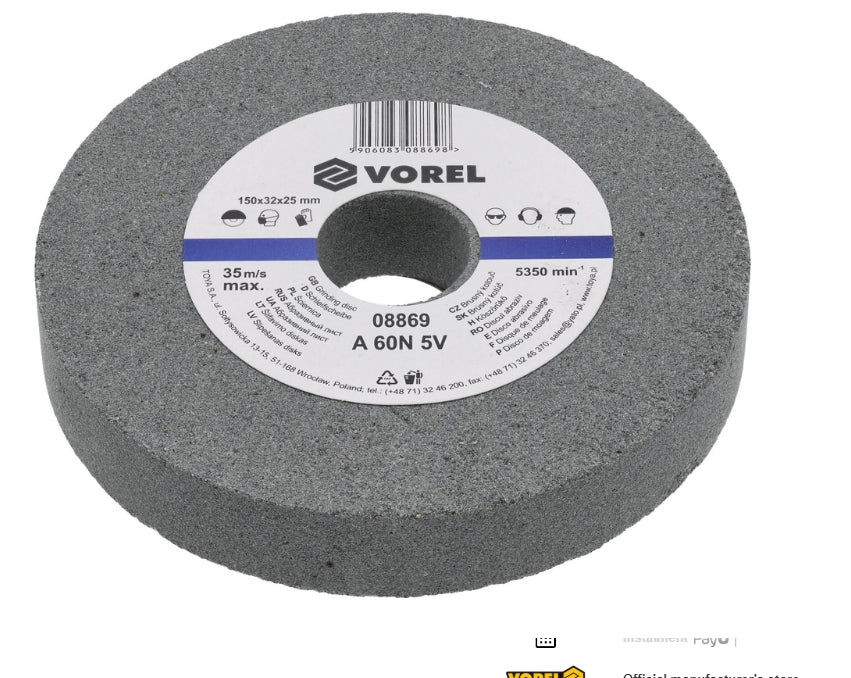 Piedra Esmeril A60 6" x 1" x 1-1/4" Vorel