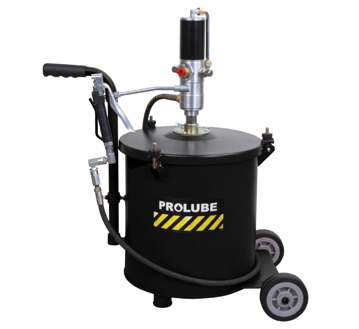 Engrasadora Neumática 30-150 PSI con Carrito y Balde 30 kg Prolube