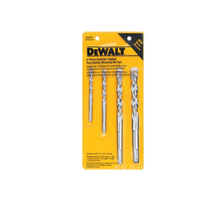 Juego de Brocas Concreto 3/16" x 3" / 1/4" x 4" / 5/16" x 6" / 3/8" x 6" 4 Piezas DeWalt