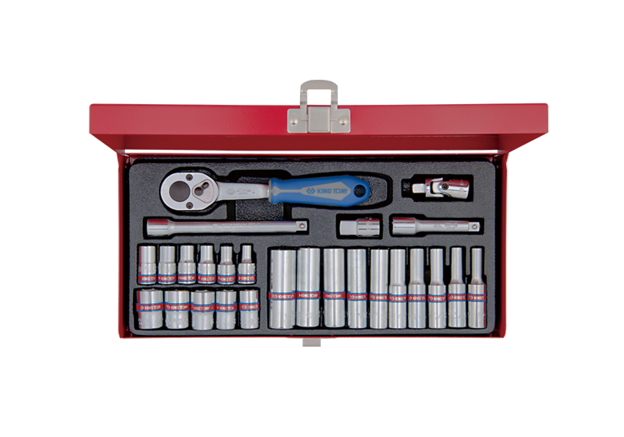 Juego de Socket 1/4" Largo y Corto 5/32"-1/2" 6 Puntas 26 Piezas | King Tony - Herramientas