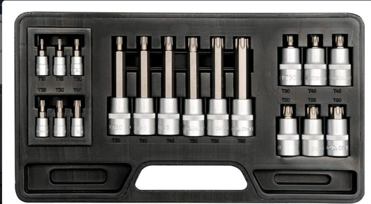 Imagen de Jgo Socket Punta Torx Marcho 1/4-1/2  T10-T60  18 Pz Largo y Corto - HT automotriz e industrial