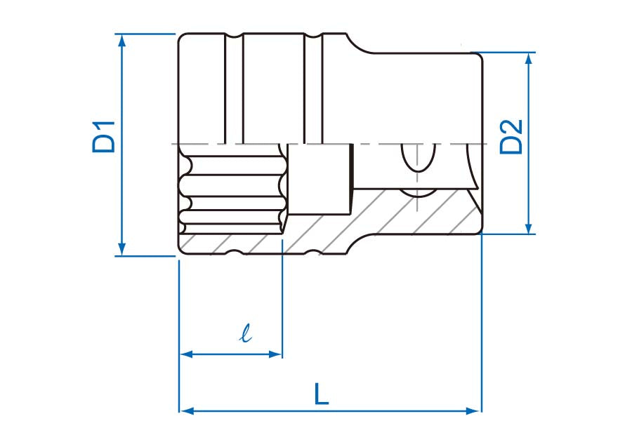 Socket Corto 1/2" x 11/16" 12 Puntas Palmera