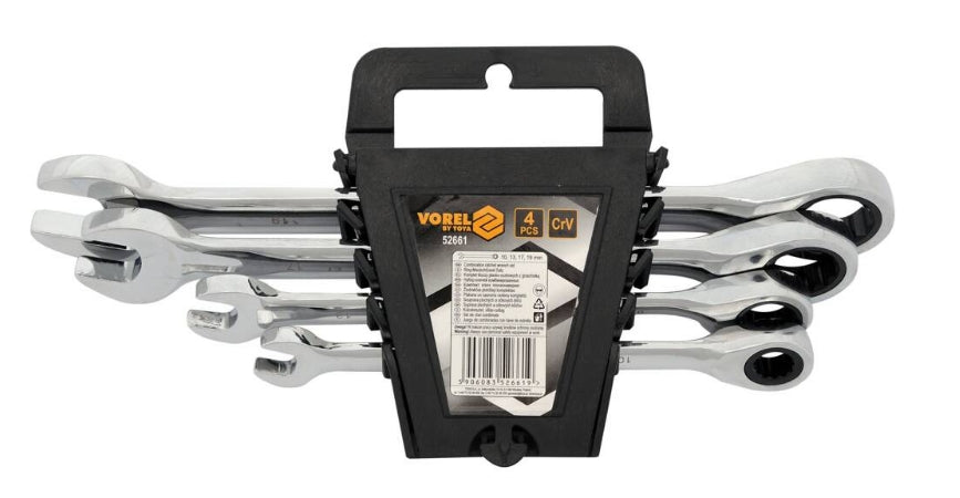 Juego de Llave Combinada 4 Piezas 10-19 mm Ratchet | Vorel - Herramientas