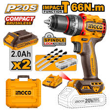 Combo Taladro 20V 1/2" 66Nm + 2 Baterias 2Ah y Accesorios | HT Panamá