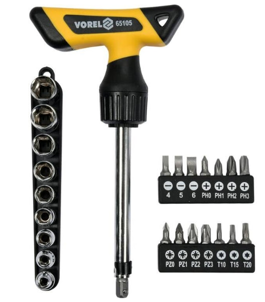 Juego de Puntas Destornillador + Socket y Ratchet 25 Piezas Vorel