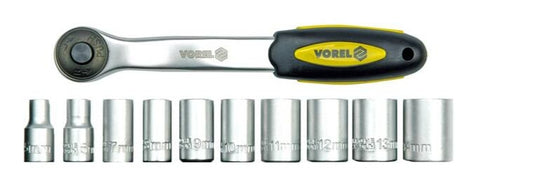 Juego de Socket 1/2" y Ratchet 11 Piezas 10-24 mm Vorel