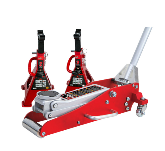 Gato Garaje Bajo Perfil Aluminio 1.5 Ton + Burro de 2 Ton Doble Seguridad Big Red