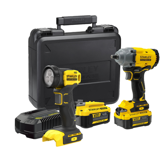 Pistola de Impacto 1/2" 20 V 370 Libras Brushless + 2 Baterías y Cargador + Linterna SCL020-B3 Stanley