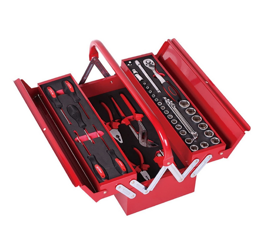 Caja de Herramientas Plegable 3 Gavetas 18" 48 Piezas Big Red