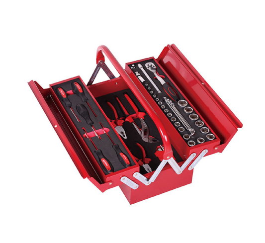 Caja de Herramientas Plegable 5 Gavetas 17" 64 Piezas Big Red