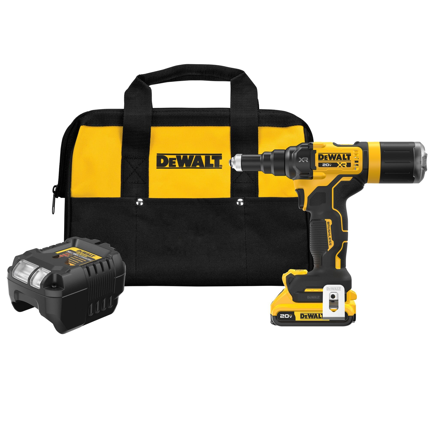 Remachadora Inalámbrica de 3/16" + 1 Batería 2 AMP + Cargador 20 V Max XR | DeWalt