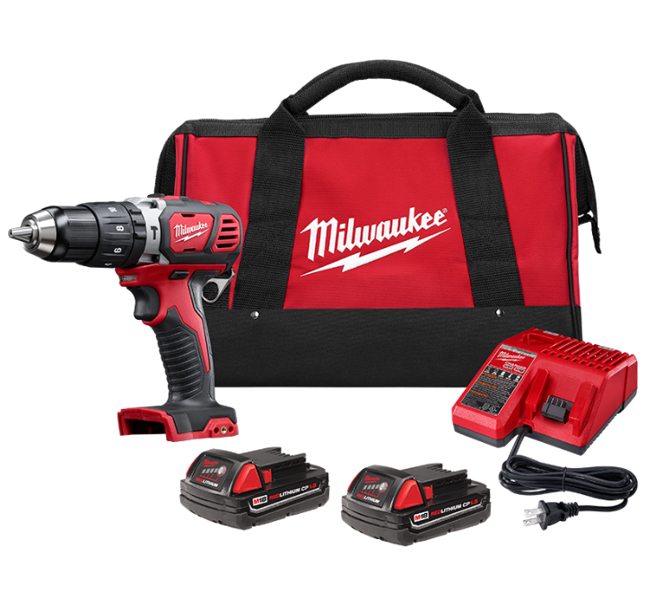 Taladro/Drill Martillo 18V Drive 1/2" 0-400/0-1800 RPM 2 Baterías Cargador Milwaukee