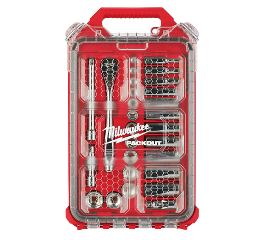 Juego de Socket y Ratchet 3/8" con Organizador Compacto 28 Piezas Milwaukee