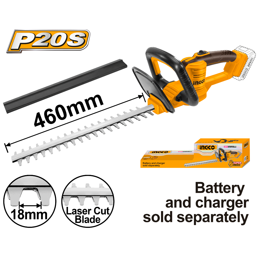 Sierra para Arbusto de Batería 18" 20V 1400 RPM | Ingco