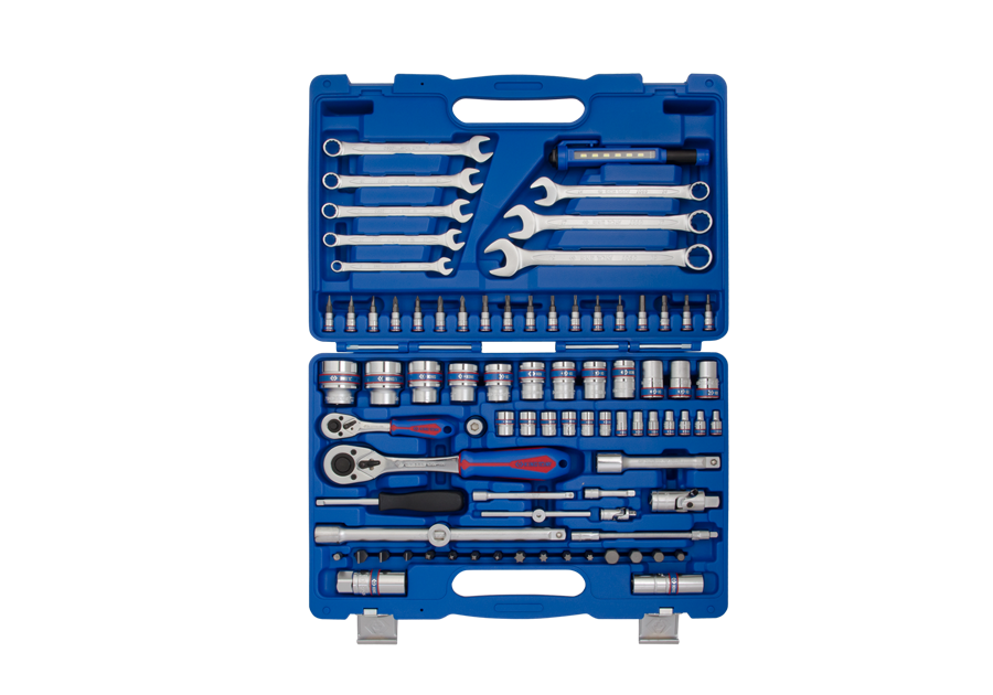 Juego de Socket 6 Puntas 1/4" y 1/2" y Herramientas 83 Piezas