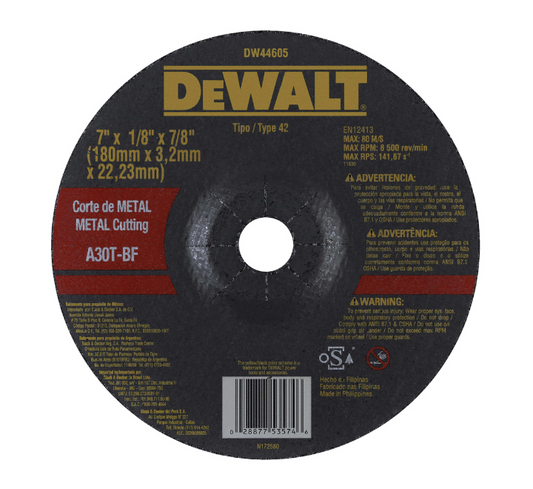 Disco Corte Metal 7" x 1/8" x 7/8" DeWalt