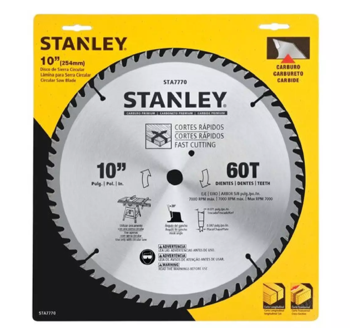Disco Corte Madera 10" x 60D Stanley
