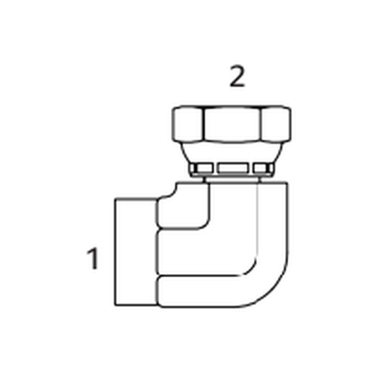 Imagen referencial - Adaptador hidraulico Continental (diagrama tecnico oficial). Ver ficha tecnica para las roscas y tamano exacto del SKU.