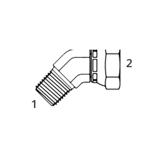 Imagen referencial - Adaptador hidraulico Continental (diagrama tecnico oficial). Ver ficha tecnica para las roscas y tamano exacto del SKU.