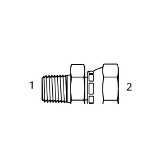 Imagen referencial - Adaptador hidraulico Continental (diagrama tecnico oficial). Ver ficha tecnica para las roscas y tamano exacto del SKU.