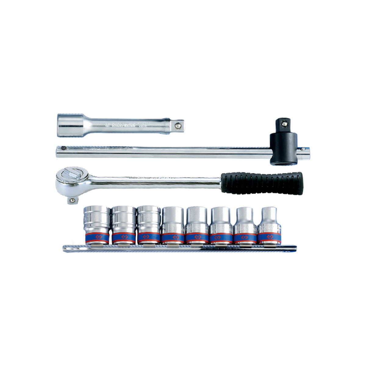 Juego de Socket 1/2" 10-19 mm 6 Puntas en Riel 11 Piezas | King Tony