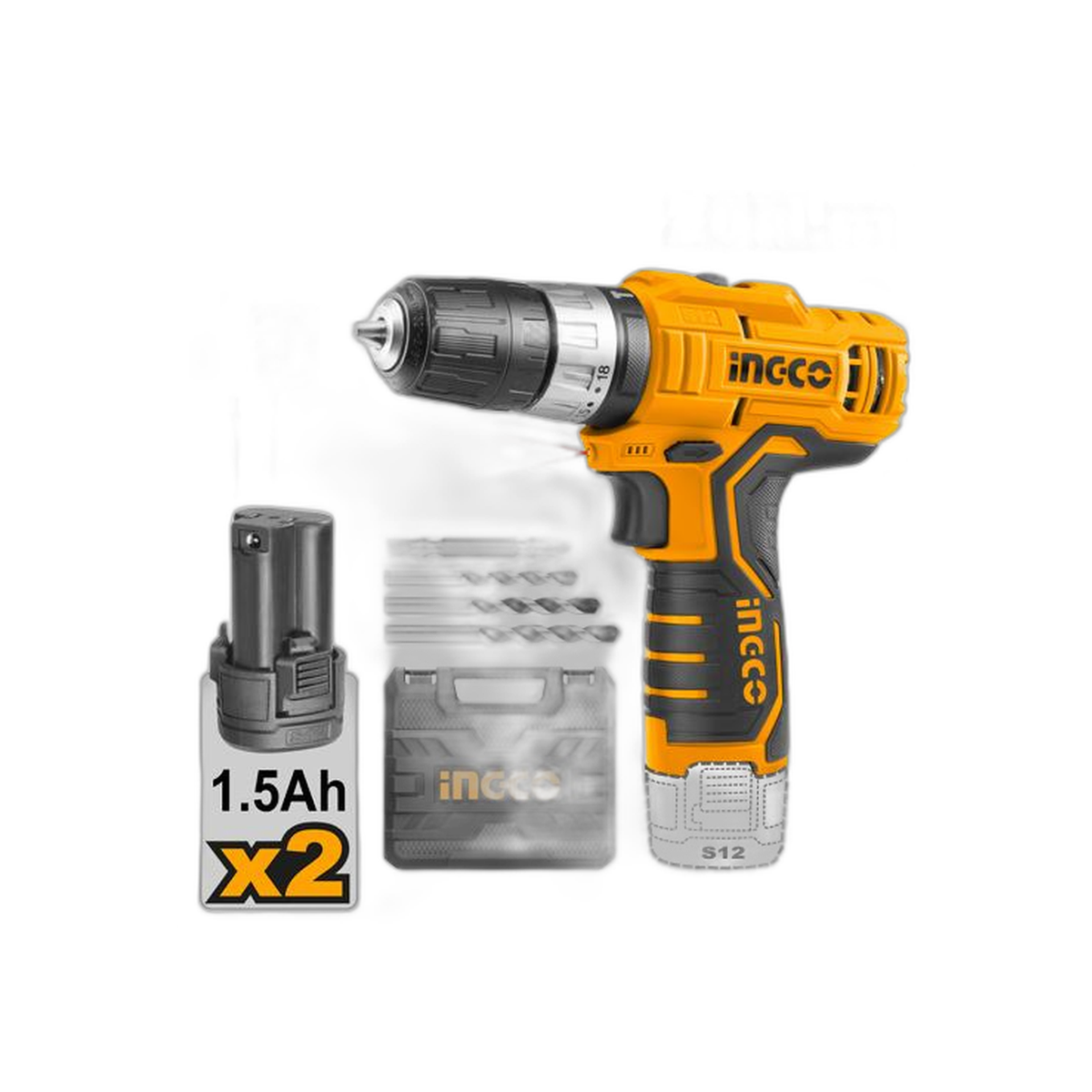 Taladro/Drill Percutor 0.8-10 mm 12V con Maletín | Ingco