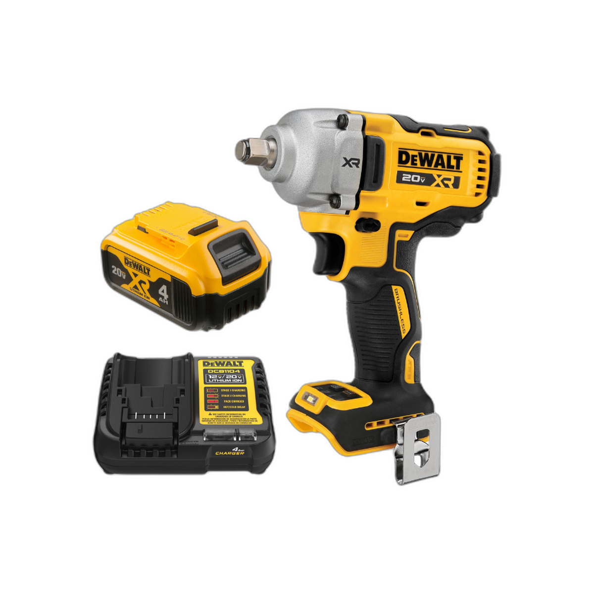 Esmeril 4-1/2" XR 20 V + 1 Batería 4 AMP DCB204 + Cargador DCB1104 | DeWalt