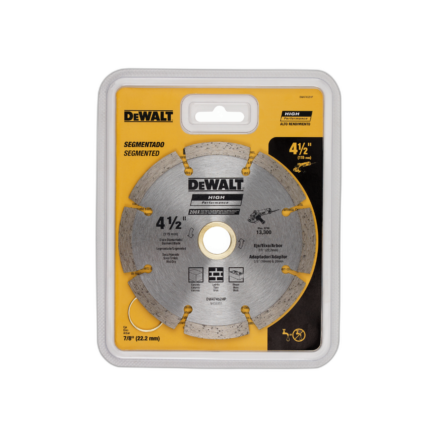Disco Diamante Segmentado 4-1/2" x 7/8" x 5/8" | DeWalt