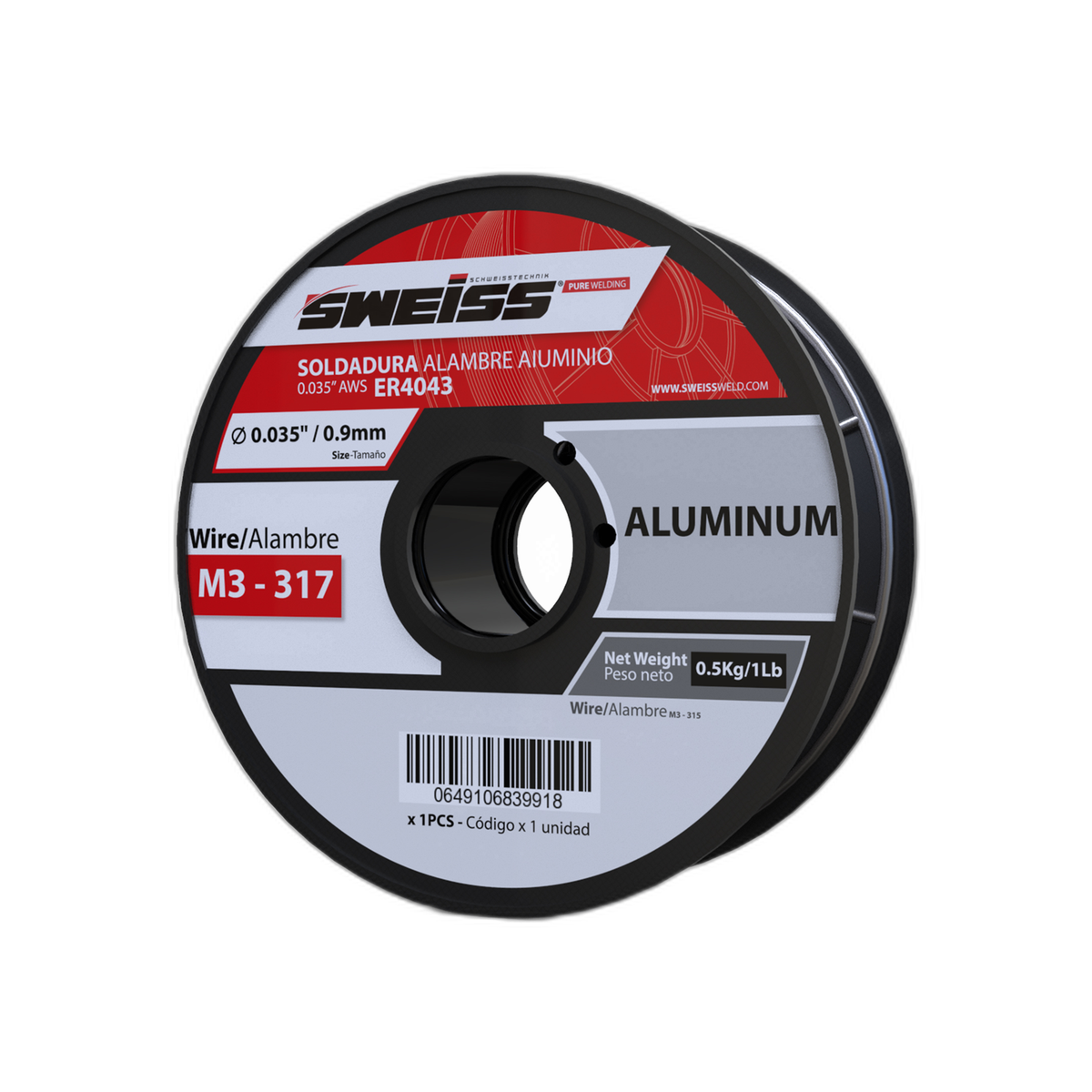 Rollo Soldadura MIG Alambre Aluminio 0.035" 0.9 mm AWS ER4043 (1 Libra) Sweiss | Genérico
