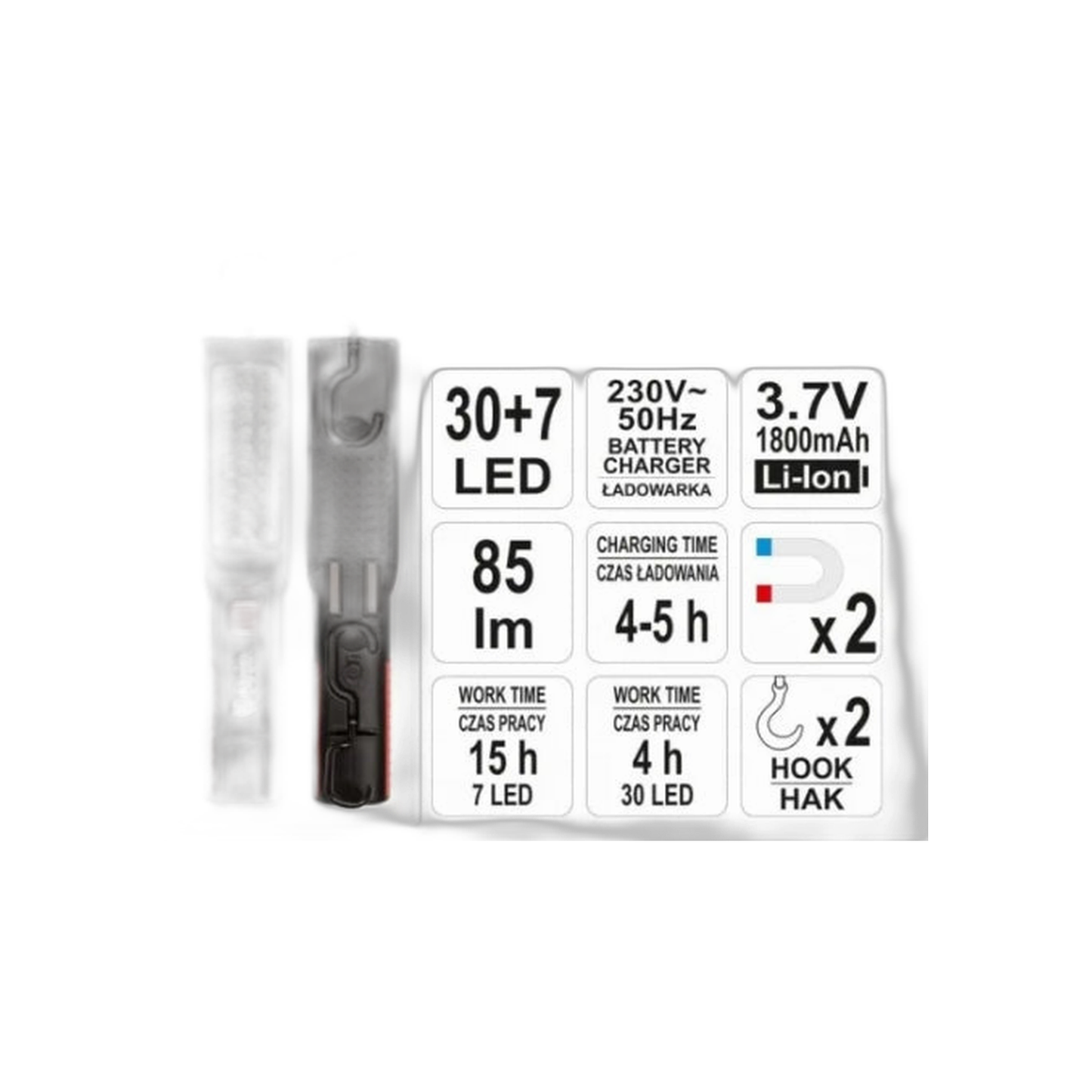 Lámpara Ajustable de Trabajo 30+7 LED 100 LM | Yato