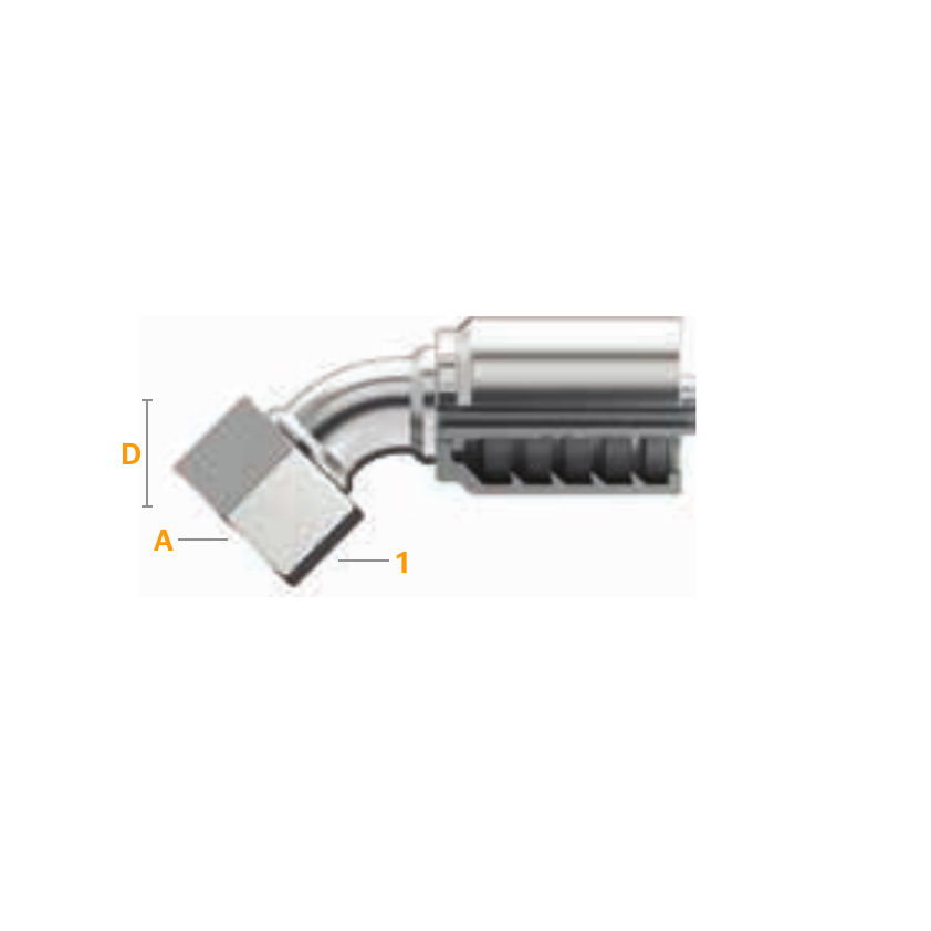 Conexión Hid. Bspp Hembra Giratoria Codo 45 1_1/4" Para Manguera 1_1/4" | Continental