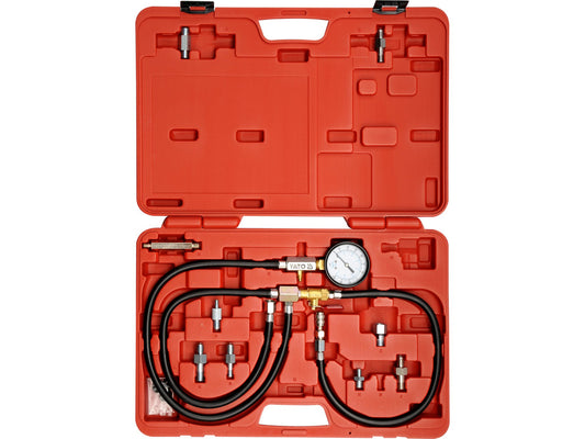 Kit de inyección de combustible Yato YT-0670, 10 piezas, con manómetro de 63 mm