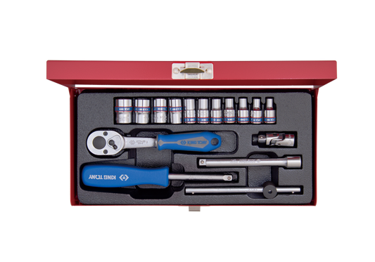 Juego de Socket 1/4" 4-13 mm 6 Puntas 16 Piezas King Tony