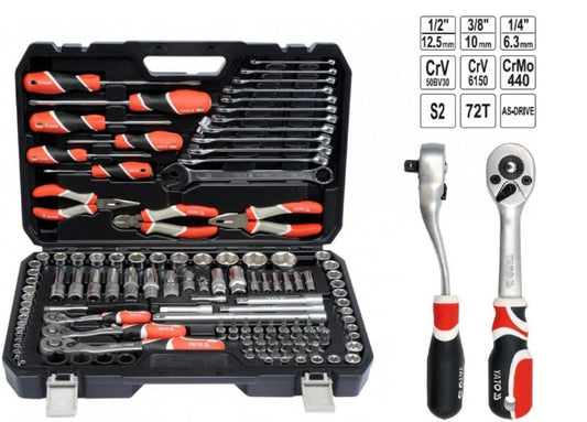Juego de Herramientas 1/4", 3/8", 1/2" 129 Piezas Yato