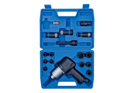 Pistola de Impacto 1/2" 500 Libras/ft y Socket de Impacto 21 Piezas 9-23 mm King Tony