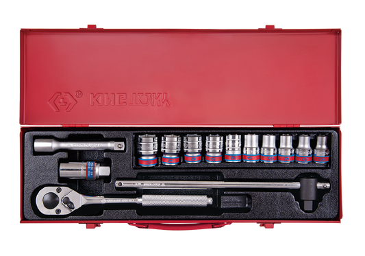 Juego de Socket 1/2" 3/8"-15/16" 6 Puntas 14 Piezas King Tony